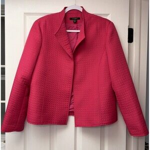 Vintage Louben Hot Pink Open Front Blazer Jacket collared Size 14 Made in Canada